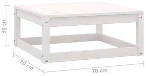 Set mobilier de gradina, 3 piese, alb, lemn masiv de pin Alb, colt + mijloc + suport pentru picioare, 1