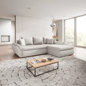 Colțar extensibil dumonde cu ladă de depozitare si sezut confortabil din spuma high-density, Loana Euphoria Ivory II 270x185 cm