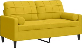 vidaXL Canapea cu 2 locuri cu pernuțe, galben, 140 cm, catifea