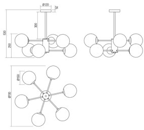 Lustră pe tijă Redo 01-2943 MUNDI 6xE14/28W/230V cupru