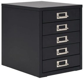 245974 vidaXL Fișet cu 5 sertare, metal, 28 x 35 x 35 cm, negru