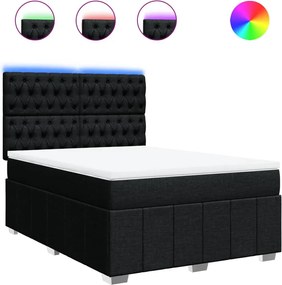 vidaXL Pat box spring cu saltea, negru, 160x200 cm, textil