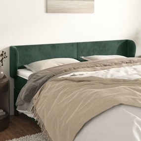 3116933 vidaXL Tăblie de pat cu aripioare verde închis 203x23x78/88 cm catifea