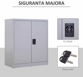 Vinsetto Dulap pentru Documente cu Raft Reglabil și Încuietoare de Siguranță, 80x40x92,5 cm, Gri | Aosom Romania