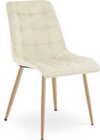 Scaun Bucatarie/Dining Spirit Catifea Bej, Picioare Metalice, Finisaj Lemn