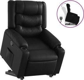 vidaXL Fotoliu rabatabil cu ridicare, negru, piele ecologică