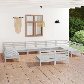3083455 vidaXL Set mobilier de grădină, 12 piese, alb, lemn masiv de pin