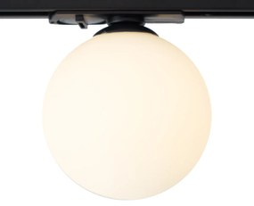 Plafonieră modernă neagră cu sticlă albă pentru sistem de șină monofazat - Iconic Perle