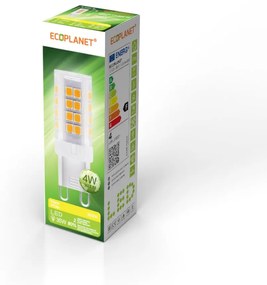 Bec LED Ecoplanet G9, 4W (35W), 340 LM, F, lumina calda 3000K, Mat Lumina calda - 3000K, 1 buc