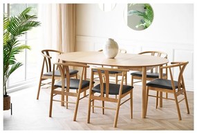 Masă de dining rotundă extensibilă cu aspect de lemn de stejar cu blat suplimentar ø 120 cm Bundaberg – House Nordic