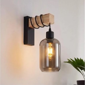 Brilagi - Aplica de perete WOOD GLASS 1xE27/60W/230V pin/negru/gri fumuriu