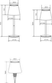 Globo 58488NG-LED Lampă de masă VANNIE pentru exterior, reglabilă (dimmabilă), cu control tactil și reîncărcabilă, 3W/5V IP54 1800mAh, verde