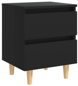 805853 vidaXL Noptieră cu picioare lemn masiv pin, negru, 40x35x50 cm