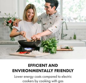 Klarstein Goldflame Domino, plită pe gaz, 2 arzătoare din aramă, ceramică din sticlă