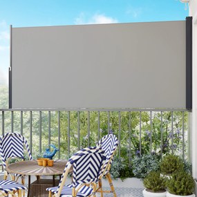 Outsunny Store lateral Gard anti-vânt paravan retractabil dim. 3L x 1,40H m alu. Poliester Anti-UV densitate mare 180 g/m² Gri | Aosom Romania