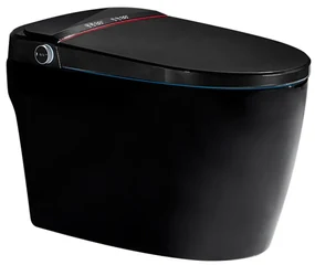 Set vas WC pe pardoseala Relax Regal finisaj negru lucios cu functie bideu electric si capac softclose