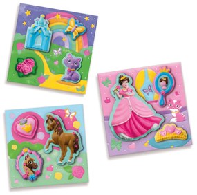 Set creativ de copii cu mulaj si pictura - 3 panze de pictat printese