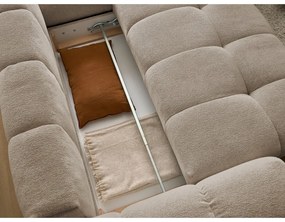 Colțar taupe extensibil/cu spațiu de depozitare cu tapițerie din chenille (cu colț pe partea dreaptă/în formă de ”L”) Everest – Bobochic Paris