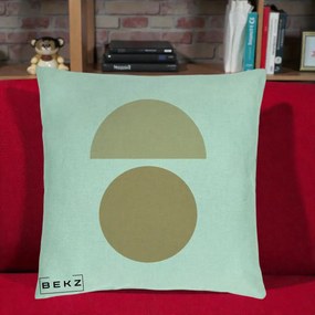 Perna Decorativa Geometric Minimalist Auriu, 40x40 cm, Verde Menta, Husa Detasabila, Perna Inclusa, BEKZ®