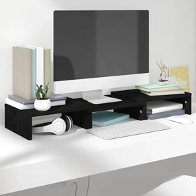 Stand pentru monitor, negru, 60x24x10,5 cm, lemn masiv de pin 1, Negru, 60 x 24 x 10.5 cm