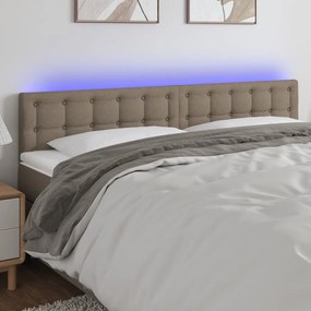3122056 vidaXL Tăblie de pat cu LED, gri taupe, 160x5x78/88 cm, textil