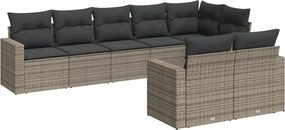 vidaXL Set canapele de grădină cu perne, 8 piese, gri, poliratan