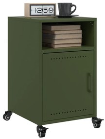 vidaXL Noptiere, 2 buc., verde olive, 36x39x59 cm, oțel