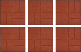 vidaXL Piatra de pași 6 pcs Roșu 40,5 x 40,5 x 2 cm Cauciuc