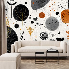 Fototapet - Abstracție de design cu cercuri și frunze (147x102 cm)