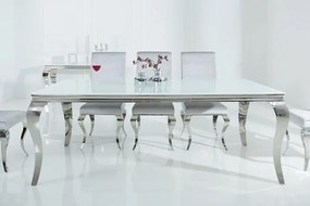 Masa Dining Eleganta, Sticla, Alb, Modern Barock 180cm