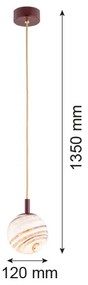 Lustră pe cablu Argon 8452 ALMIROS 1xE14/7W/230V d. 12 cm maro/auriu