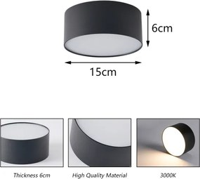 Brilagi - Plafonieră LED FORIS pentru baie, 20W, 230V, Ø 15 cm, negru, IP44