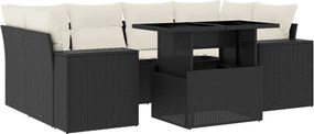 vidaXL Set canapele de grădină cu perne, 7 piese, negru, poliratan