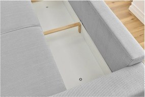 Canapea gri deschis extensibilă cu tapițerie din catifea reiată 245 cm Nihad – Bobochic Paris