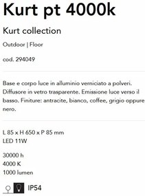 Stalp LED iluminat exterior, IP54 Kurt pt 4000k alb