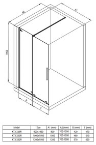 Set paravan dus sticla securizata walk-in, usa glisanta, 100x195 cm, Deante Prizma, cu rigola dus, iesire laterala, 700 mm, Cersanit Tako Slim