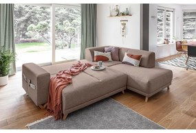 Colțar maro extensibil/cu spațiu de depozitare (cu colț pe partea dreaptă/în formă de ”L”) Classy Sophie – Miuform