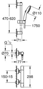 GROHE 34856000 - Baterie de duș termostatică PRECISION GET, 600 mm, crom