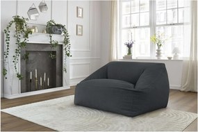 Fotoliu bean bag gri închis cu tapițerie din catifea reiată Lilibet – Bobochic Paris