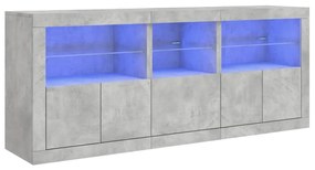 3208998 vidaXL Dulap cu lumini LED, gri beton, 162x37x67 cm