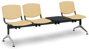 Bancă din plastic de design, 3 locuri + masă, albastru