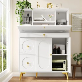 Bufet modern cu uși pliante, Alb | Aosom Romania