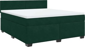 vidaXL Pat box spring cu saltea, verde închis, 180x200 cm, catifea