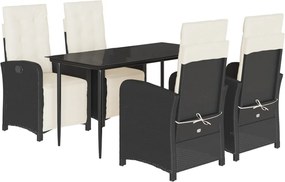 vidaXL Set mobilier de grădină cu perne, 5 piese, negru, poliratan