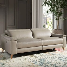 Canapea 3 locuri eleganta, design LUX cu functia relax Cowhide taupe grey
