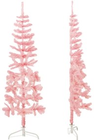 Jumatate brad de Craciun subtire cu suport, roz, 120 cm 1, Roz, 120 cm