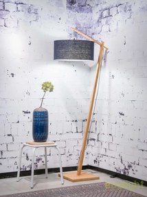 Lampadar din bambus si abajur din tesatura in, Andes natur/ albastru ANDES/F/4723/BD