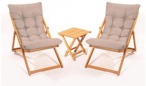 Set mobilier de grădină masă și scaune Kikadu 5 (maro + natural) (pentru 2 persoane). 1093851