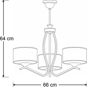 Brilagi - Lustră pe tijă SAPHIRE 3xE27/15W/230V Ø 66 cm crem/auriu/patină