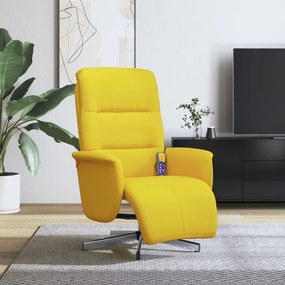 vidaXL Fotoliu masaj rabatabil, suport picioare, galben deschis textil